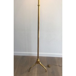 Lampadaire de Parquet Néoclassique en Laiton, Travail Français, Vers 1960