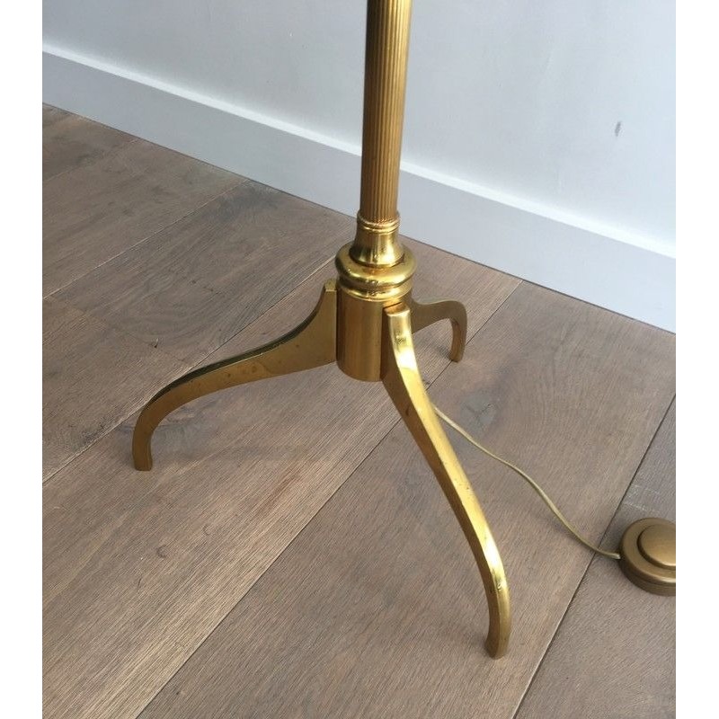 Lampadaire de Parquet Néoclassique en Laiton, Travail Français, Vers 1960