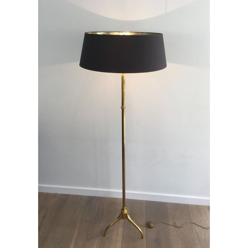 Lampadaire de Parquet Néoclassique en Laiton, Travail Français, Vers 1960