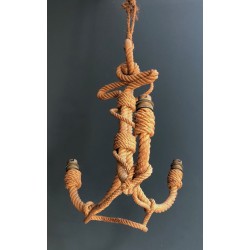 Anchor-Form Rope Chandelier by Adrien Audoux and Frida Minet, French Work, Circa 1950