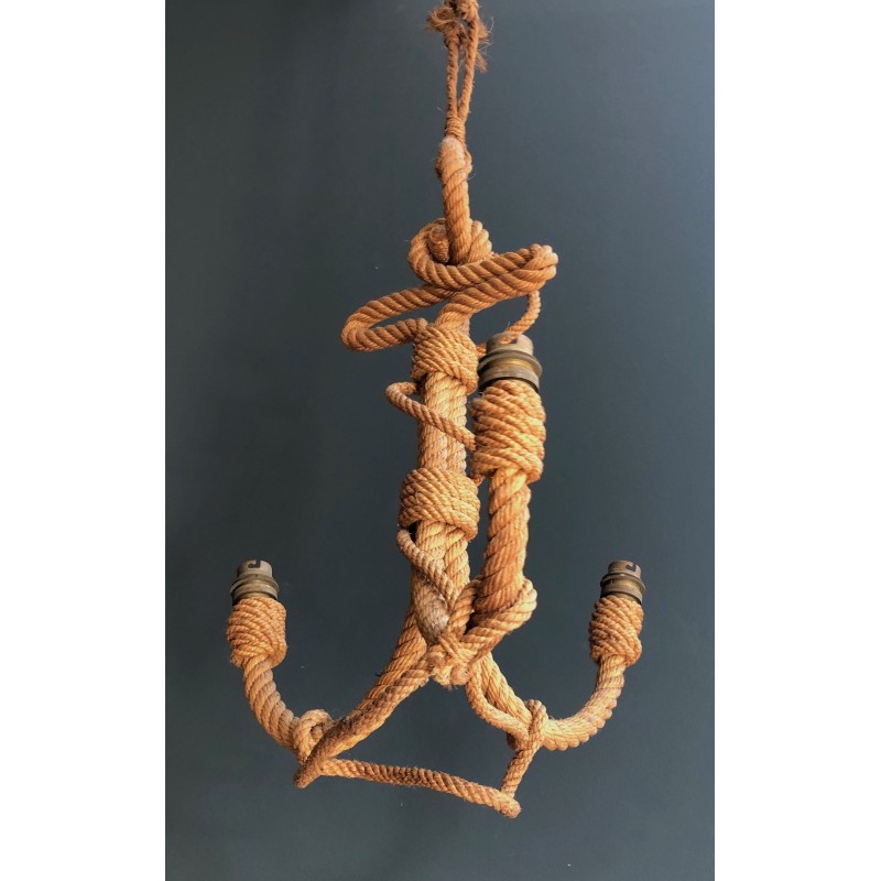 Anchor-Form Rope Chandelier by Adrien Audoux and Frida Minet, French Work, Circa 1950
