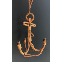 Anchor-Form Rope Chandelier by Adrien Audoux and Frida Minet, French Work, Circa 1950