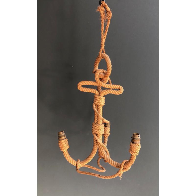 Anchor-Form Rope Chandelier by Adrien Audoux and Frida Minet, French Work, Circa 1950