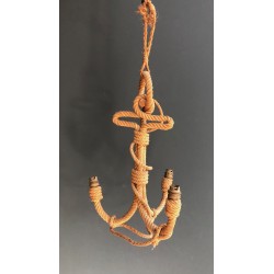 Lustre en Corde à Décor d'Ancre par Adrien Audoux et Frida Minet, Travail Français, Vers 1950