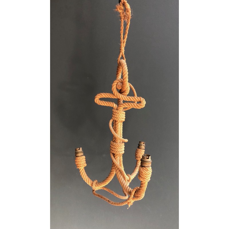 Anchor-Form Rope Chandelier by Adrien Audoux and Frida Minet, French Work, Circa 1950