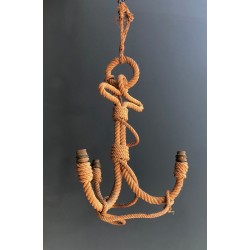 Anchor-Form Rope Chandelier by Adrien Audoux and Frida Minet, French Work, Circa 1950