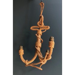 Anchor-Form Rope Chandelier by Adrien Audoux and Frida Minet, French Work, Circa 1950