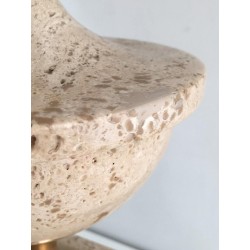 Lampe de Table Balustre en Travertin et Métal Doré par Philippe Barbier, Travail Français, Vers 1970
