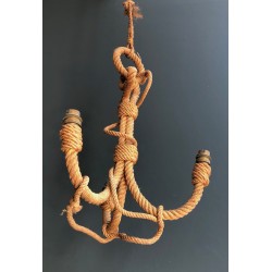 Lustre en Corde à Décor d'Ancre par Adrien Audoux et Frida Minet, Travail Français, Vers 1950