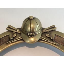 Equestrian Brass Wall Holder with Horseshoe Motif and Riding Accessories, French Work, Circa 1930