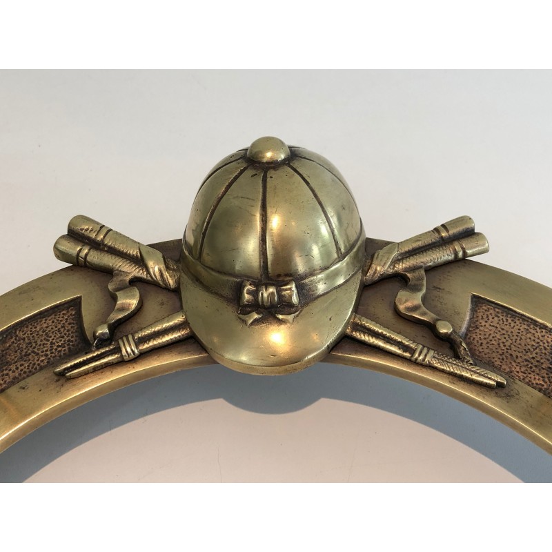 Equestrian Brass Wall Holder with Horseshoe Motif and Riding Accessories, French Work, Circa 1930