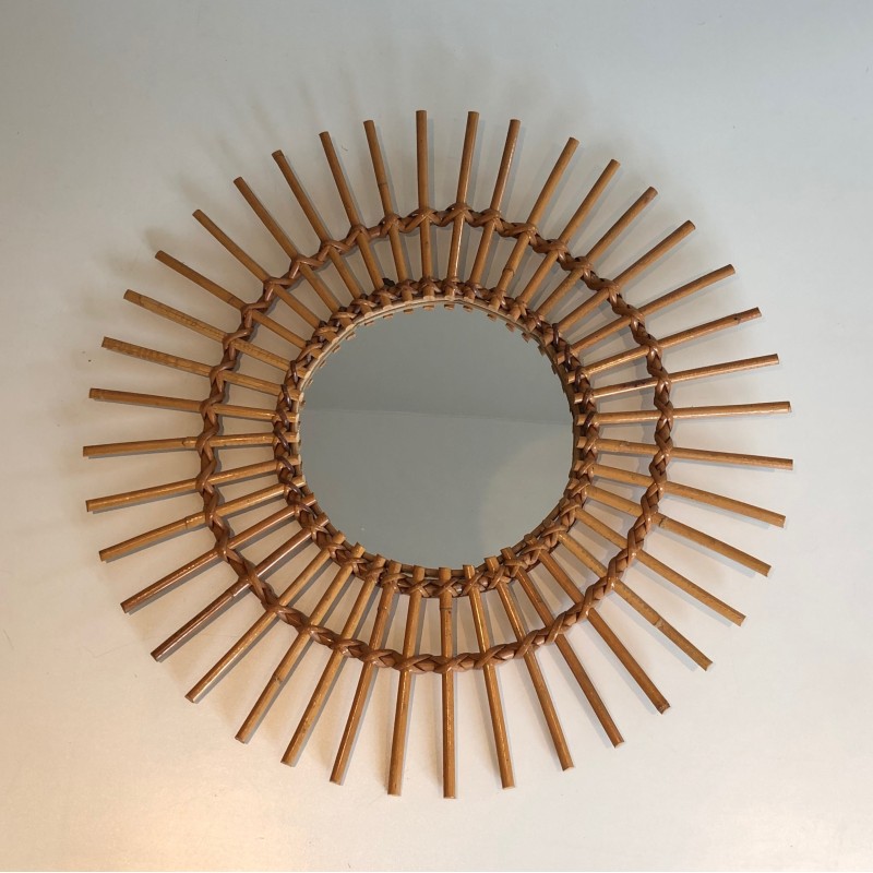 Rattan Mirror, French Work, Circa 1970