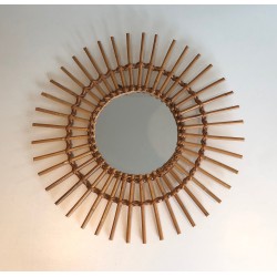 Rattan Mirror, French Work, Circa 1970