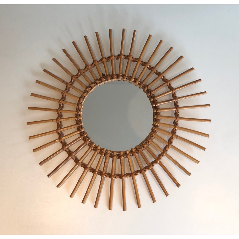 Rattan Mirror, French Work, Circa 1970