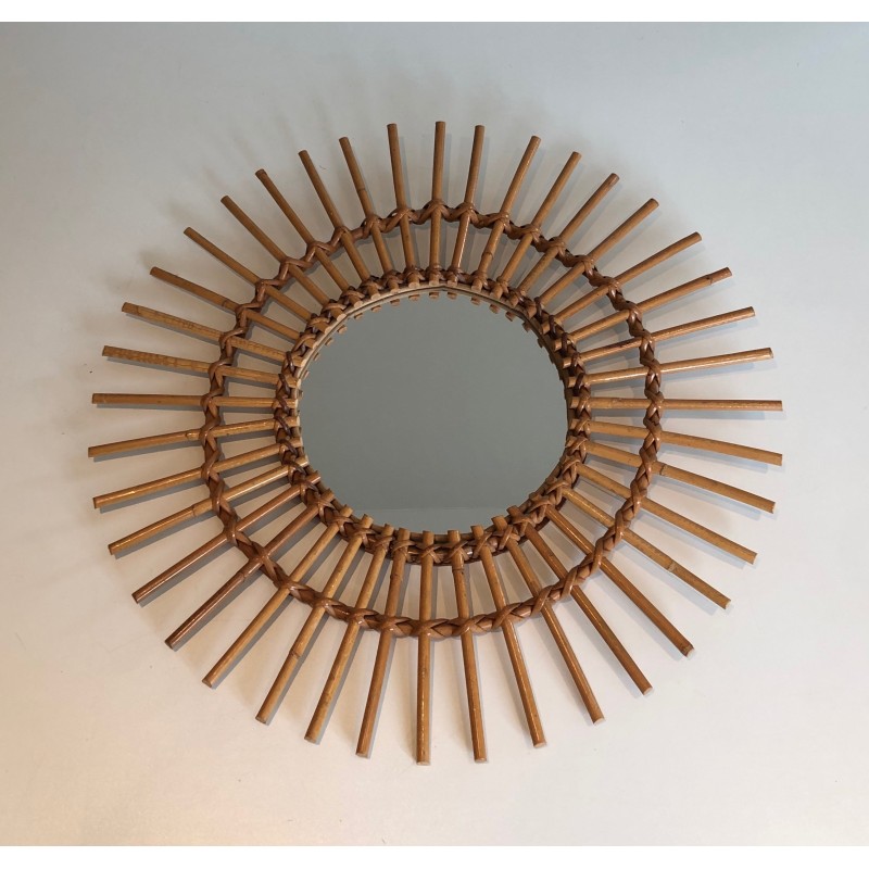 Rattan Mirror, French Work, Circa 1970