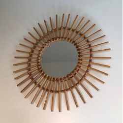 Rattan Mirror, French Work, Circa 1970