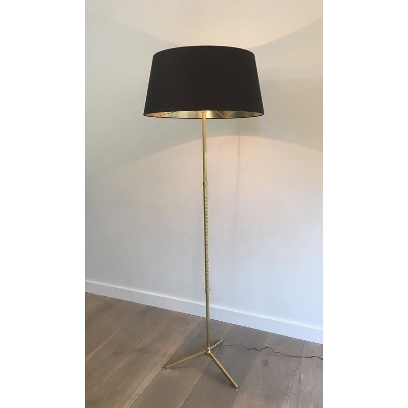 Neoclassical Faux-Bamboo Brass Floor Lamp, French Work, Circa 1970