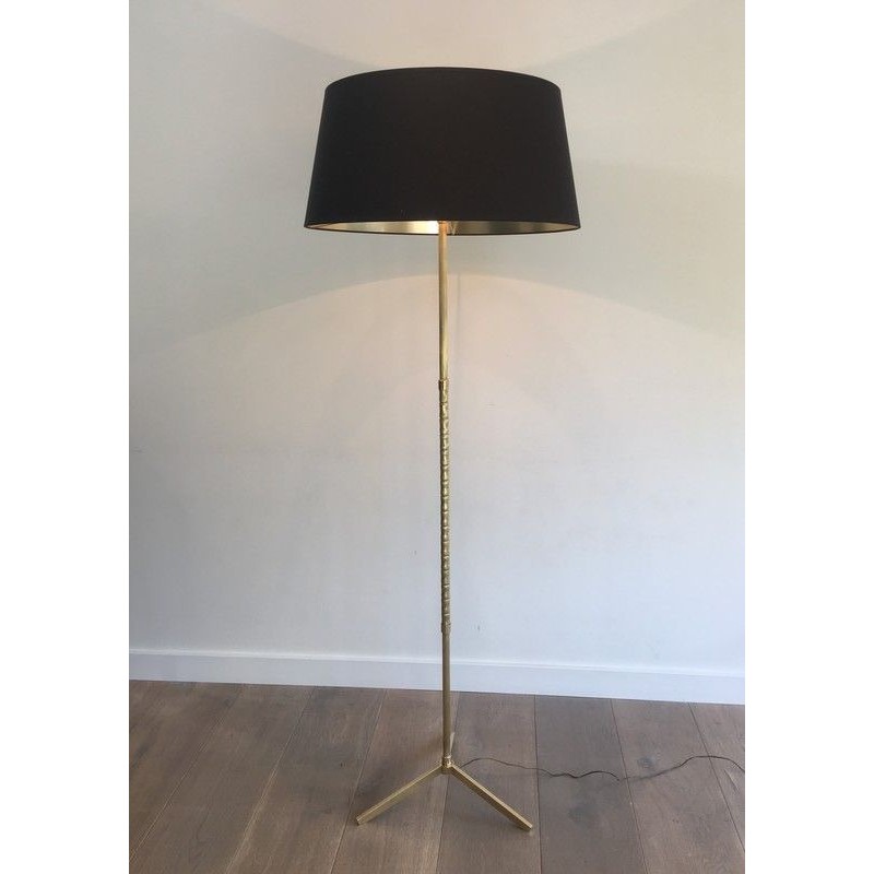 Neoclassical Faux-Bamboo Brass Floor Lamp, French Work, Circa 1970