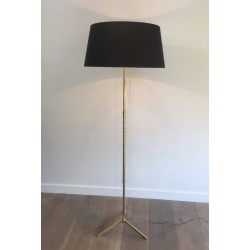 Neoclassical Faux-Bamboo Brass Floor Lamp, French Work, Circa 1970