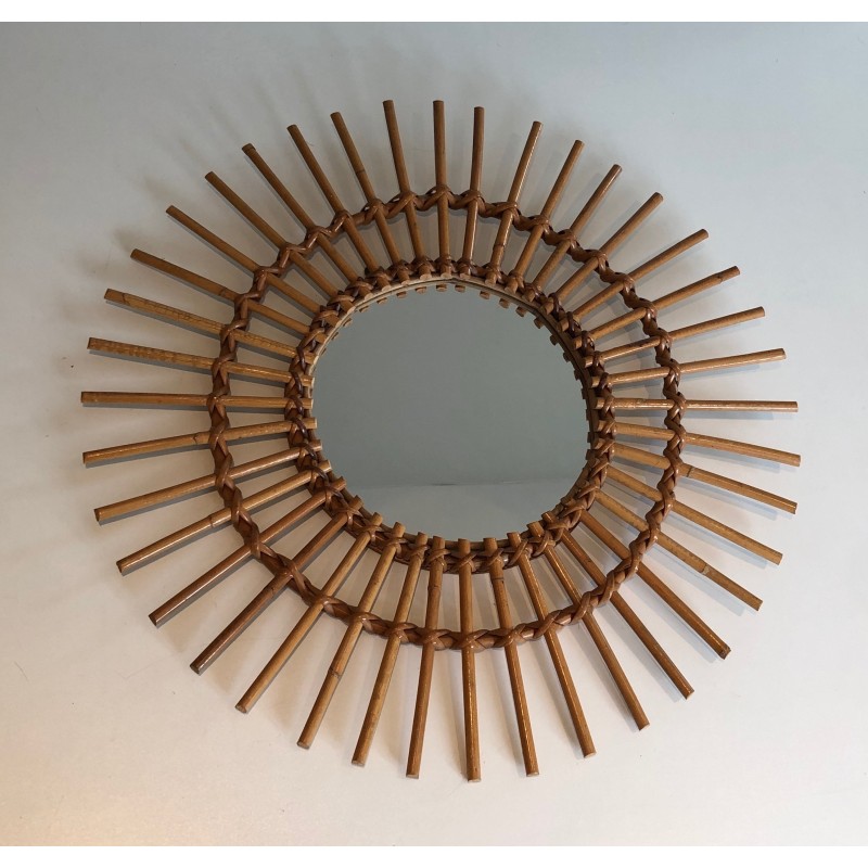 Rattan Mirror, French Work, Circa 1970
