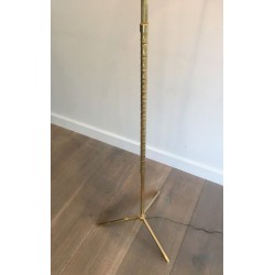 Lampadaire de Parquet Néoclassique Façon Faux-Bambou en Laiton, Travail Français, Vers 1970