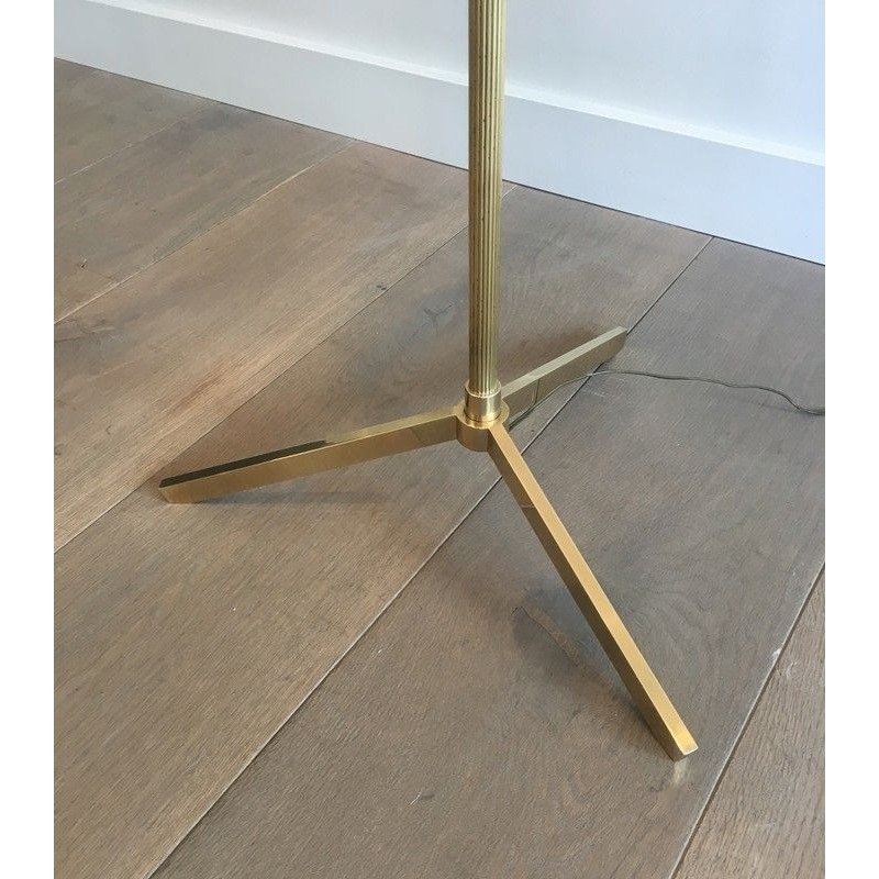 Lampadaire de Parquet Néoclassique Façon Faux-Bambou en Laiton, Travail Français, Vers 1970