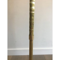 Neoclassical Faux-Bamboo Brass Floor Lamp, French Work, Circa 1970