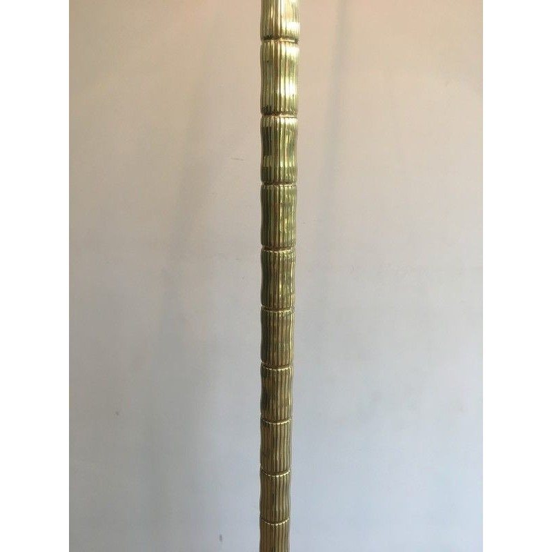 Lampadaire de Parquet Néoclassique Façon Faux-Bambou en Laiton, Travail Français, Vers 1970