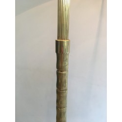 Lampadaire de Parquet Néoclassique Façon Faux-Bambou en Laiton, Travail Français, Vers 1970