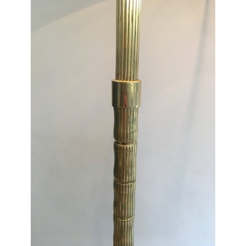 Lampadaire de Parquet Néoclassique Façon Faux-Bambou en Laiton, Travail Français, Vers 1970
