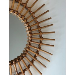 Rattan Mirror, French Work, Circa 1970