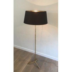 Neoclassical Faux-Bamboo Brass Floor Lamp, French Work, Circa 1970