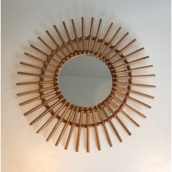 Rattan Mirror, French Work, Circa 1970
