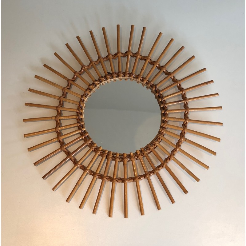 Rattan Mirror, French Work, Circa 1970