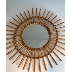 Rattan Mirror, French Work, Circa 1970