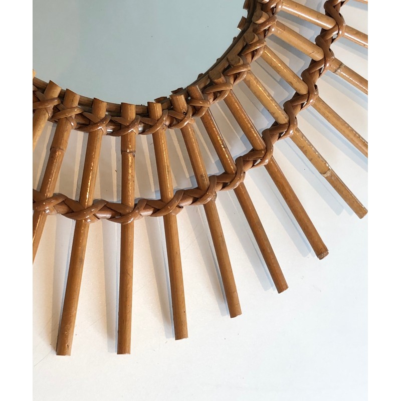 Rattan Mirror, French Work, Circa 1970