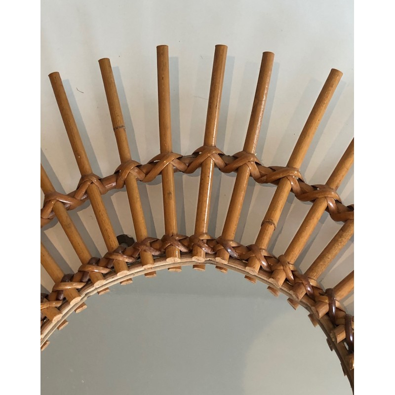 Rattan Mirror, French Work, Circa 1970
