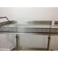 Neoclassical Silvered Brass Drinks Trolley in the Style of Maison Jansen, French Work, Circa 1940