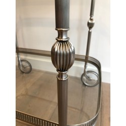 Neoclassical Silvered Brass Drinks Trolley in the Style of Maison Jansen, French Work, Circa 1940