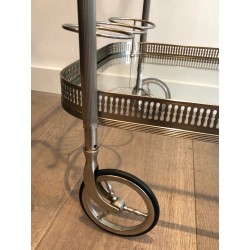 Neoclassical Silvered Brass Drinks Trolley in the Style of Maison Jansen, French Work, Circa 1940