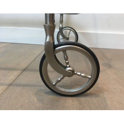 Table Roulante Néoclassique en Laiton Argenté dans le Goût de la Maison Jansen, Travail Français, Vers 1940