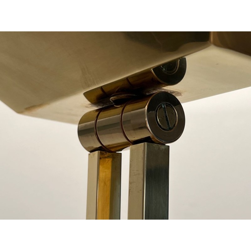 Lampadaire Laiton à Réflecteur Orientable, Socle Travertin, Travail Français, vers 1970 | Maison BARROIS