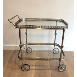 Neoclassical Silvered Brass Drinks Trolley in the Style of Maison Jansen, French Work, Circa 1940