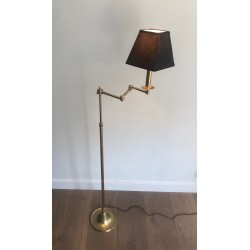Lampe Liseuse en Laiton à Bras Amovible dans le Goût de la Maison Jansen, Travail Français, Vers 1940