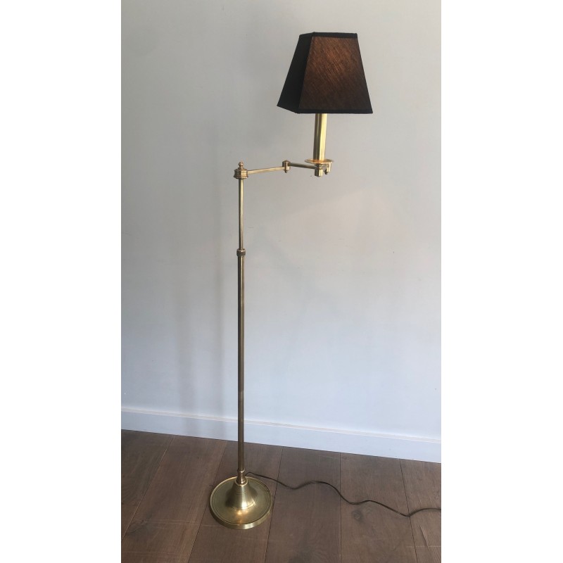 Adjustable Brass Reading Lamp in the Style of Maison Jansen, French Work, Circa 1940
