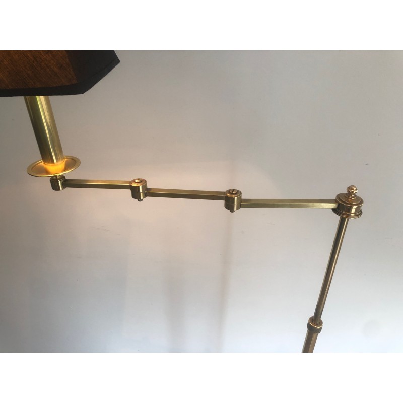 Adjustable Brass Reading Lamp in the Style of Maison Jansen, French Work, Circa 1940