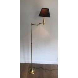 Lampe Liseuse en Laiton à Bras Amovible dans le Goût de la Maison Jansen, Travail Français, Vers 1940