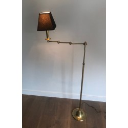 Adjustable Brass Reading Lamp in the Style of Maison Jansen, French Work, Circa 1940