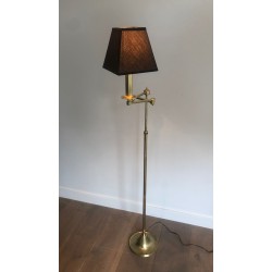 Adjustable Brass Reading Lamp in the Style of Maison Jansen, French Work, Circa 1940