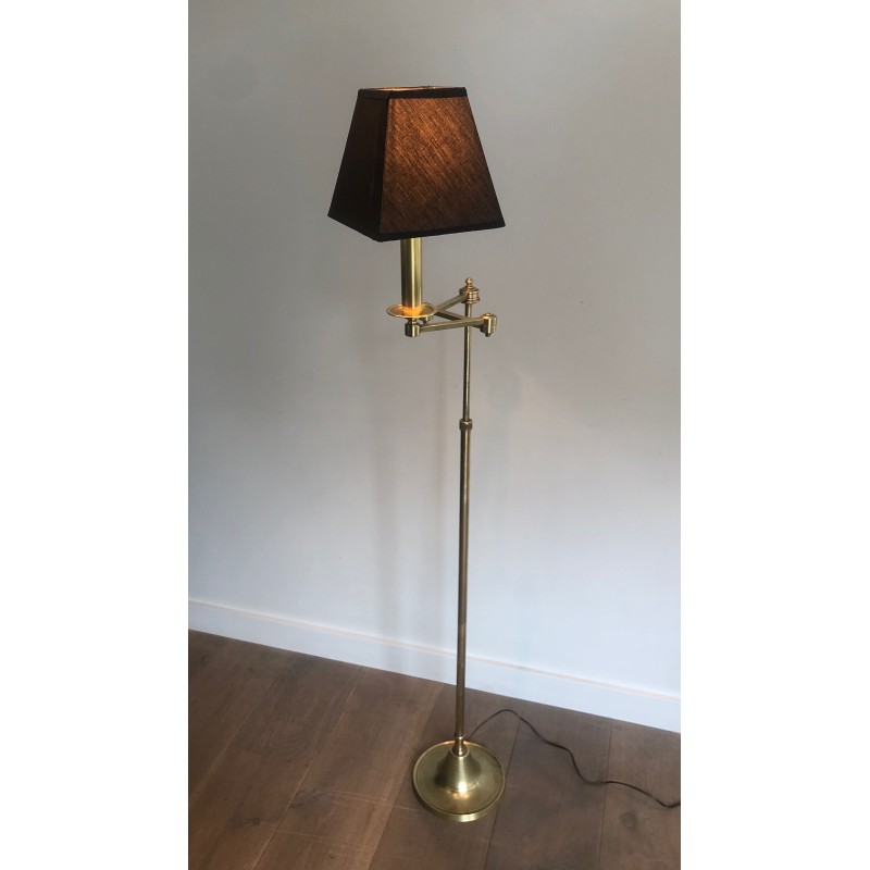 Lampe Liseuse en Laiton à Bras Amovible dans le Goût de la Maison Jansen, Travail Français, Vers 1940